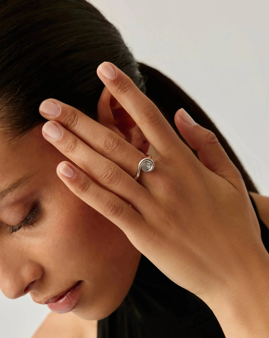 anillo apilable en espiral - plata