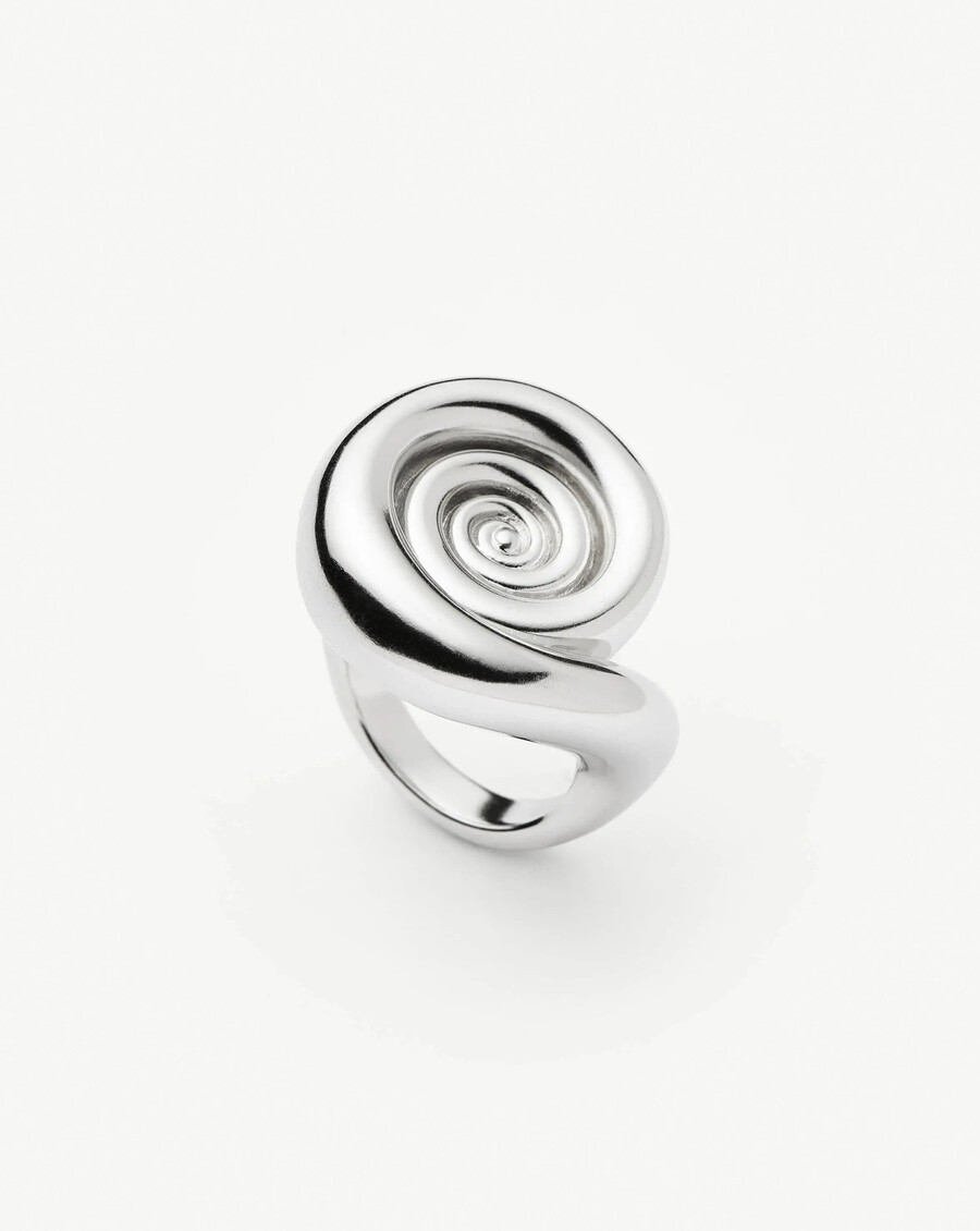 anillo con declaración en espiral - plata