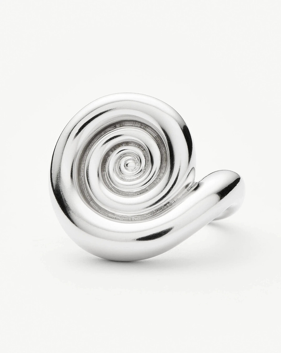 anillo con declaración en espiral - plata