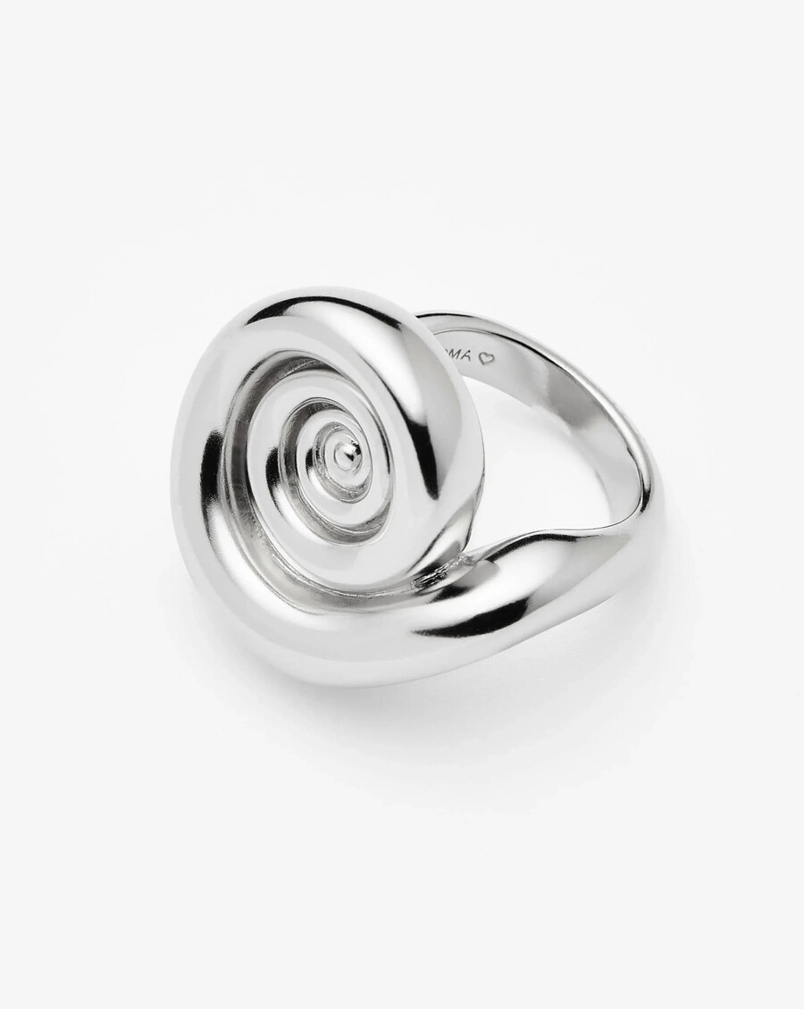 anillo con declaración en espiral - plata