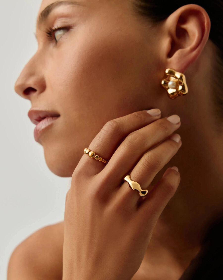 anillo apilable eny puffy - oro