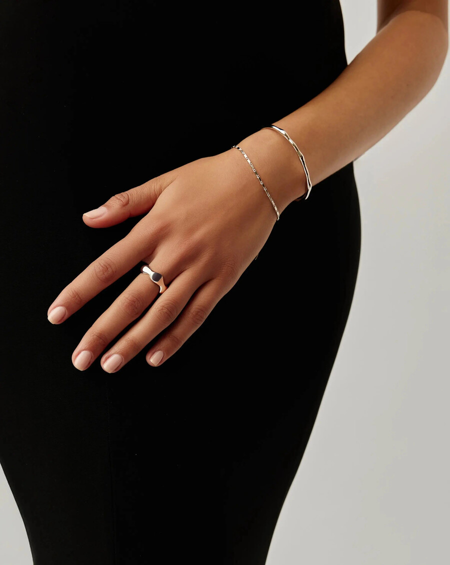 anillo apilable eny puffy - plata