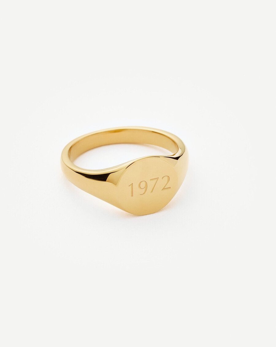 anillo de sello redondo grabable - oro vermeil de 18 k