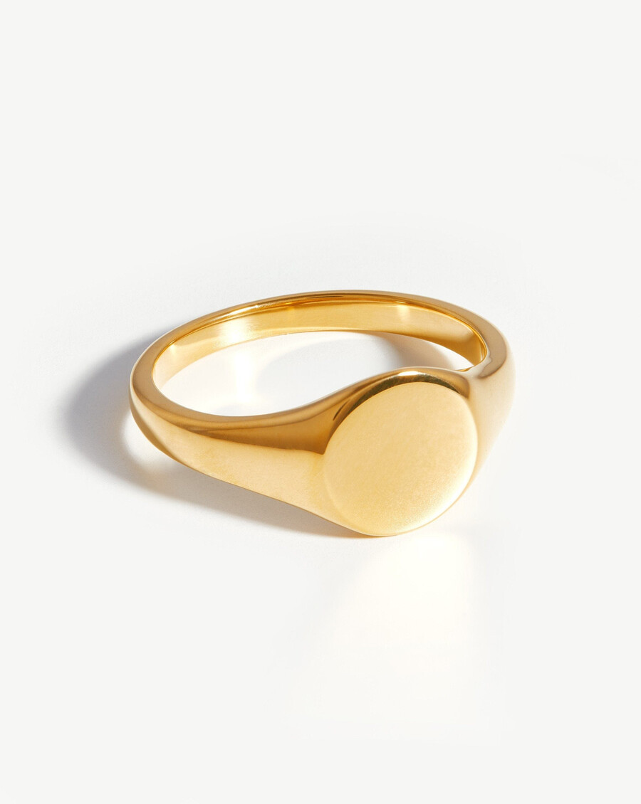 anillo de sello redondo grabable - oro vermeil de 18 k