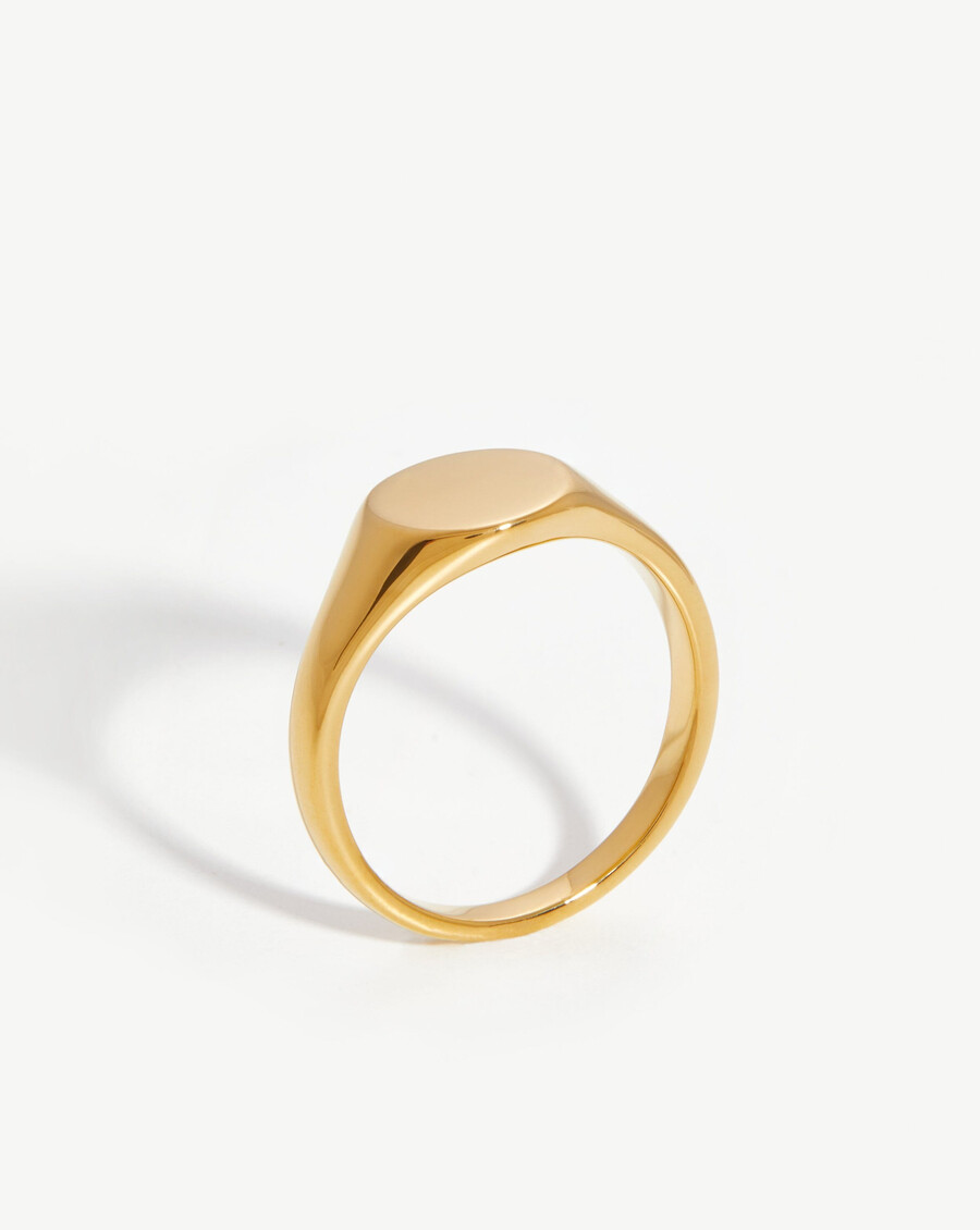 anillo de sello redondo grabable - oro vermeil de 18 k