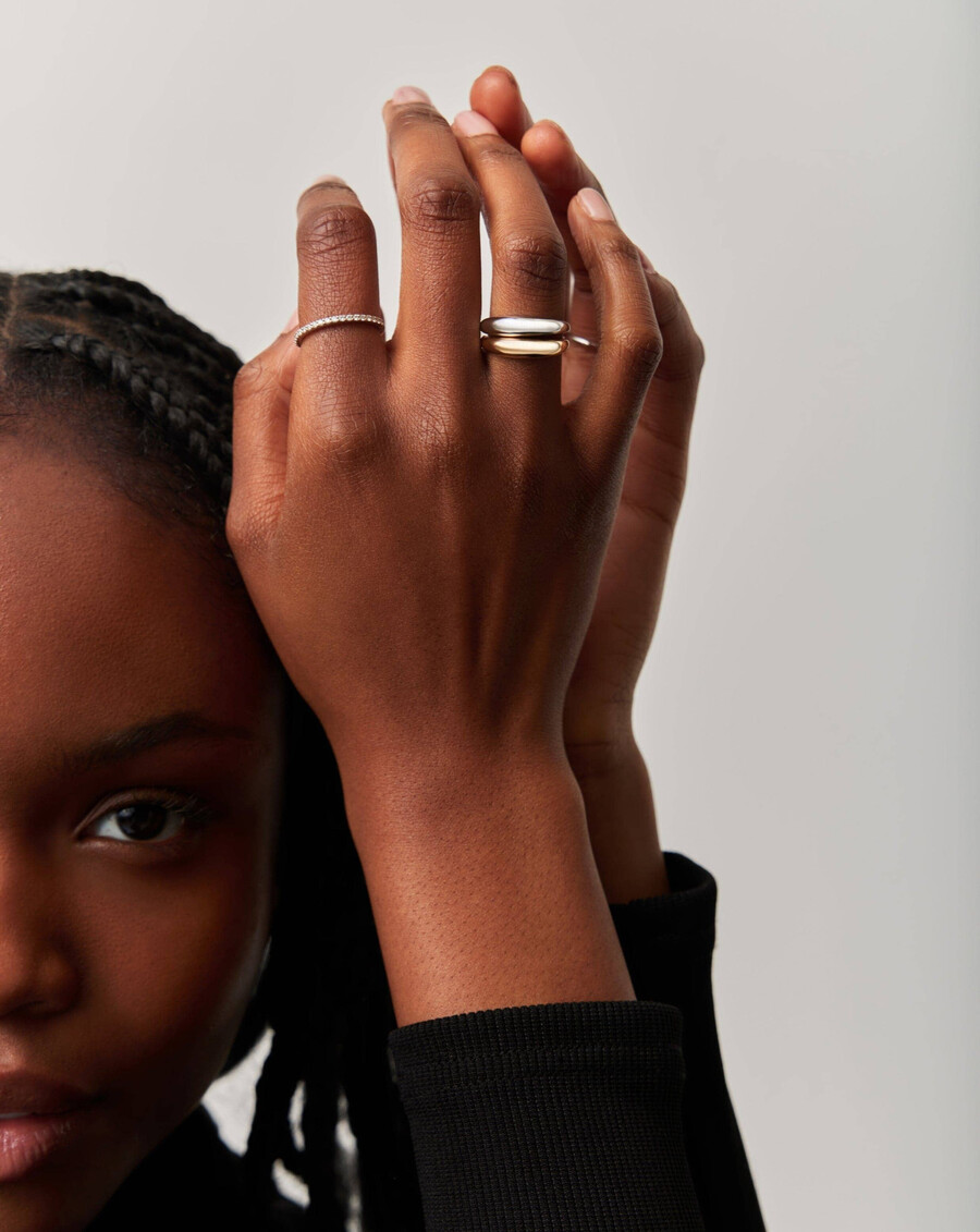 anillo clásico de cúpula de oro macizo de 14 k