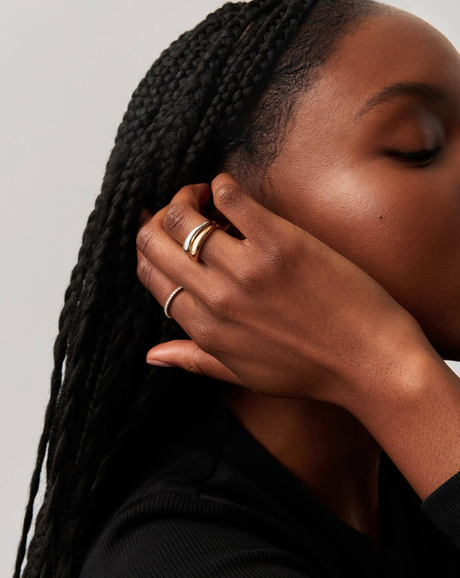 anillo clásico de cúpula de oro macizo de 14 k