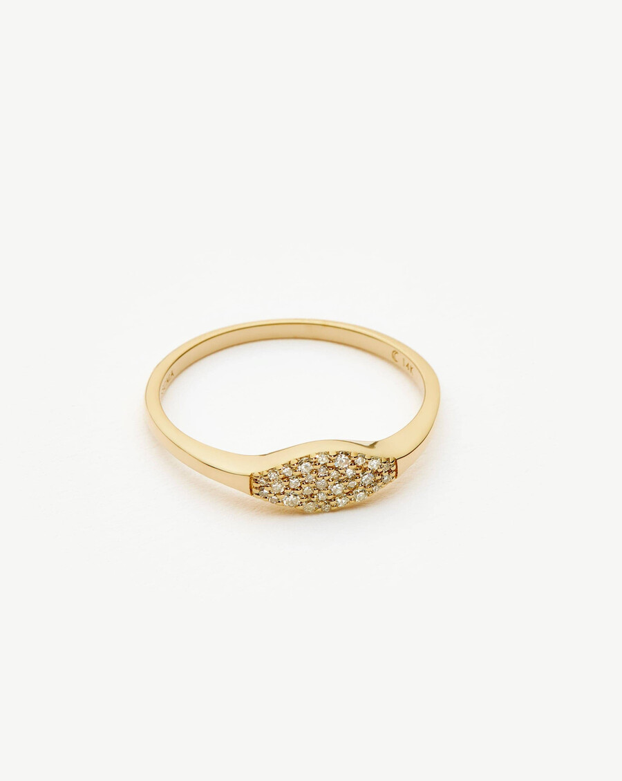 anillo de sello de diamantes de oro macizo de 14 k