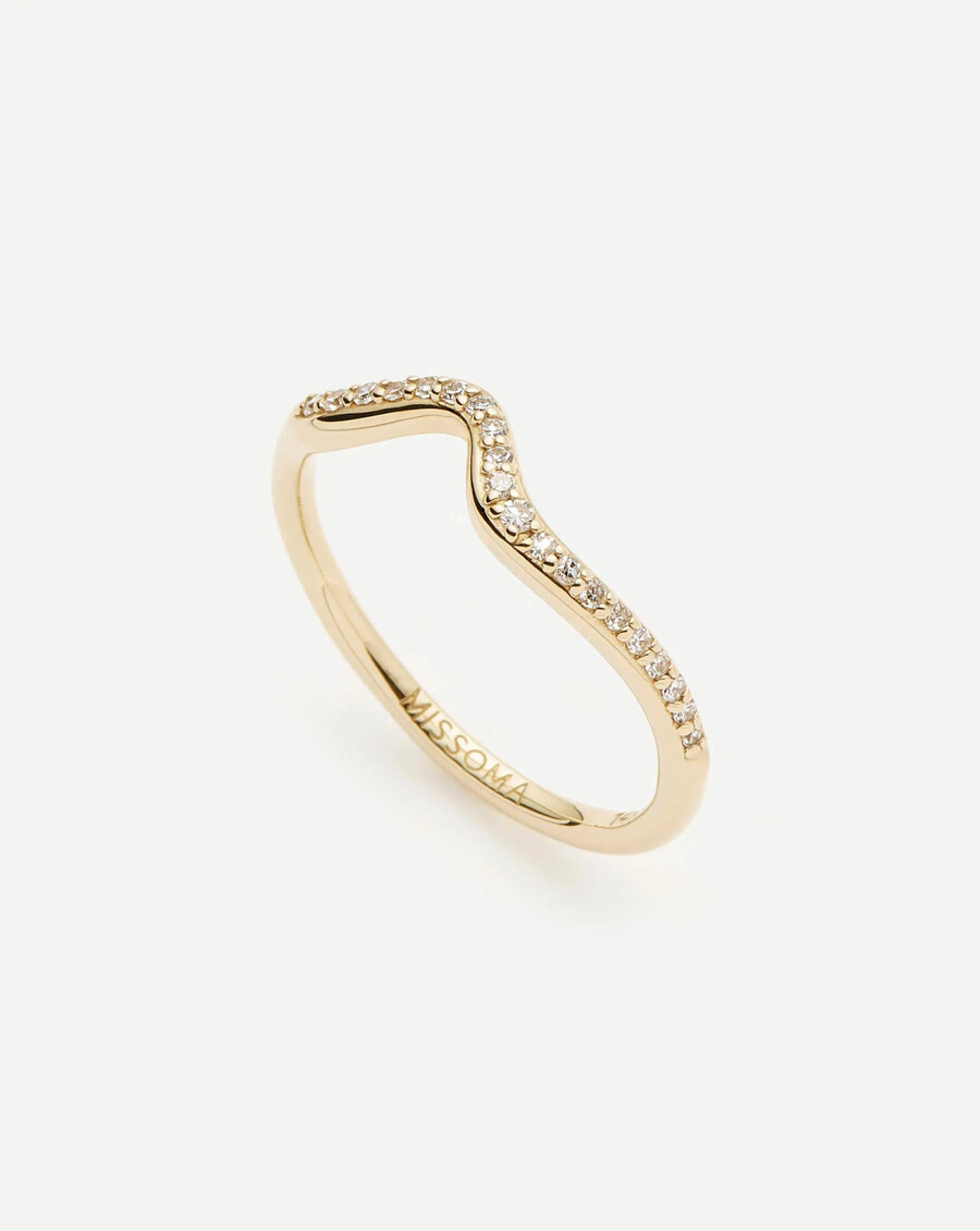 anillo apilable de diamantes en oro macizo de 14 k molten snow