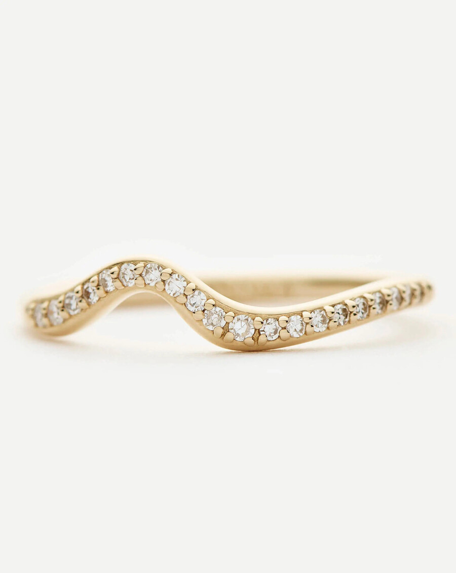 anillo apilable de diamantes en oro macizo de 14 k molten snow