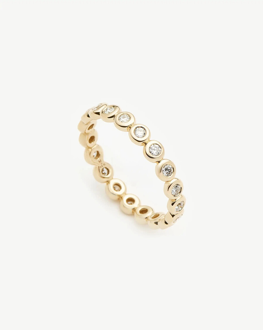 anillo de eternidad de tenis con diamantes en oro macizo de 14 k