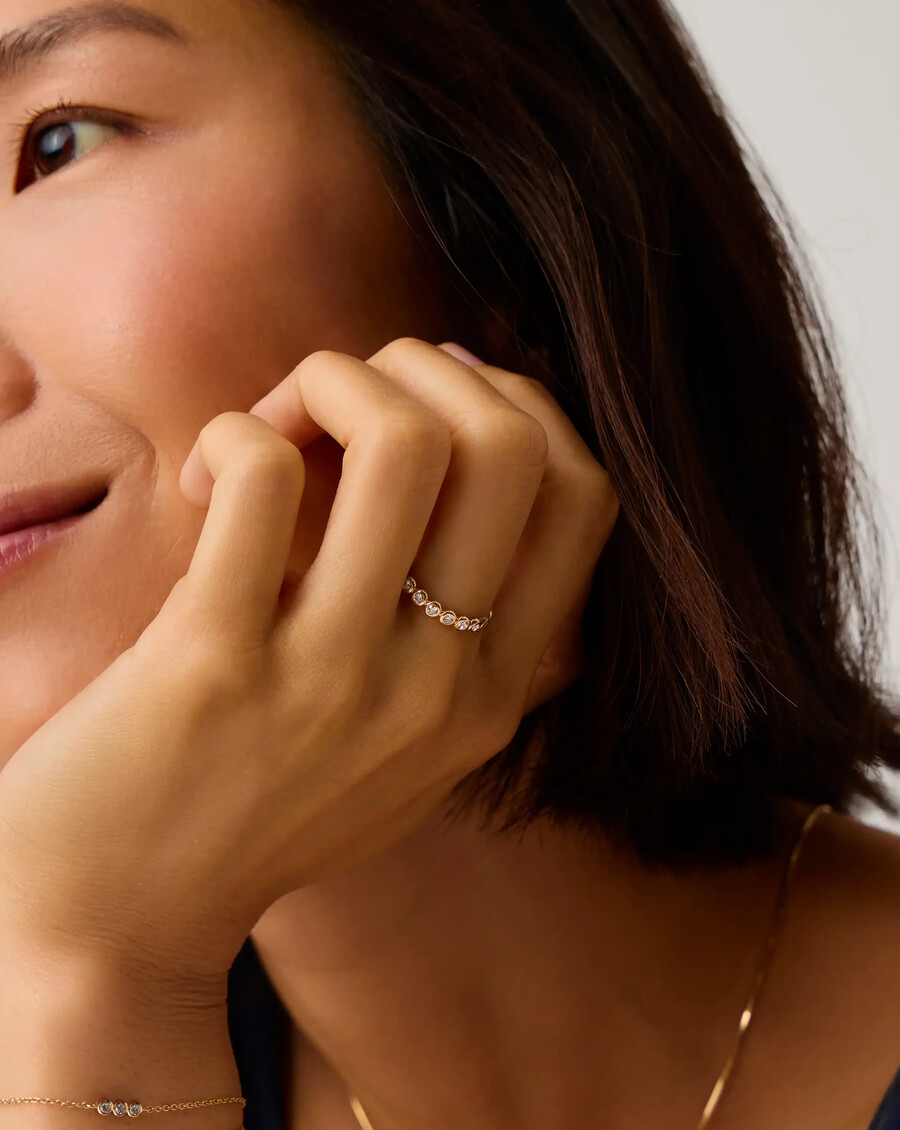 anillo de eternidad de tenis con diamantes en oro macizo de 14 k
