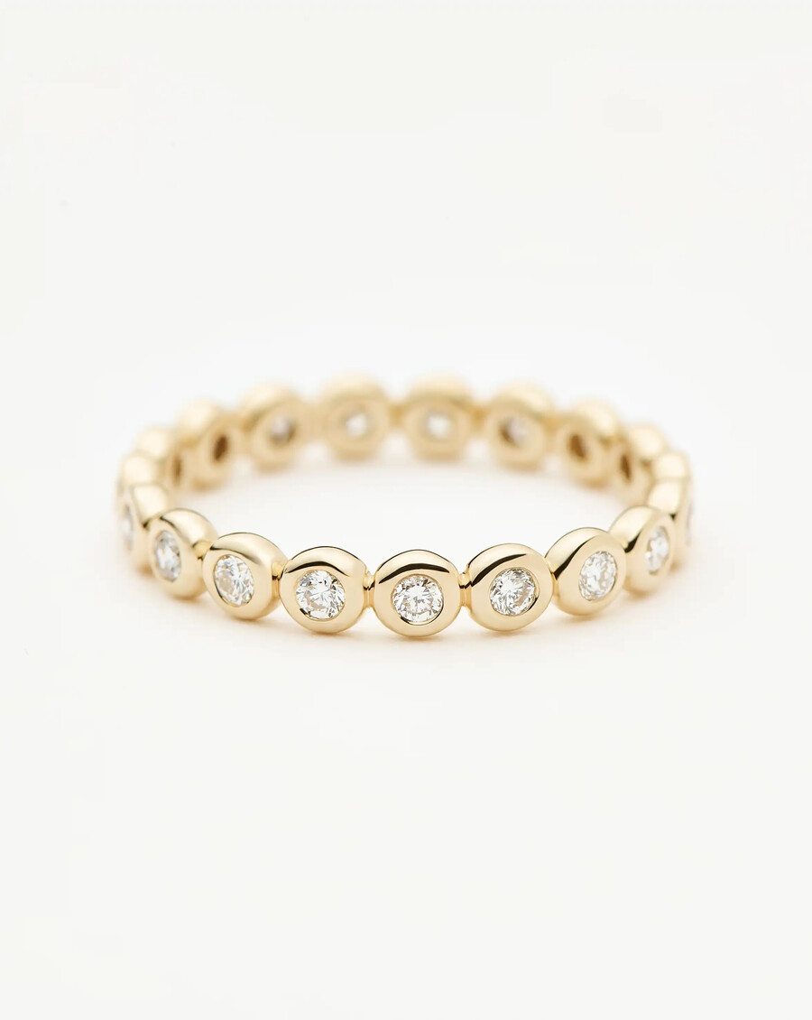 anillo de eternidad de tenis con diamantes en oro macizo de 14 k