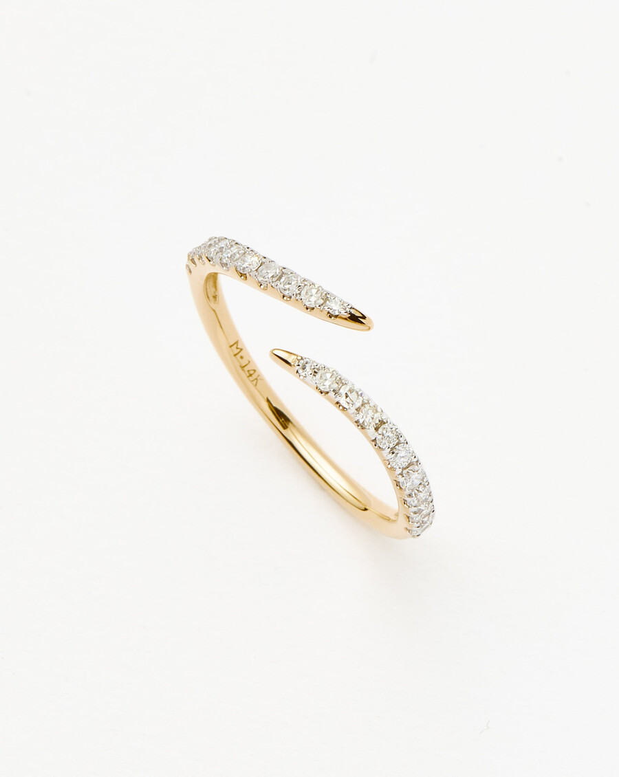 anillo de garra abierta fina - oro macizo de 14 kdiamante
