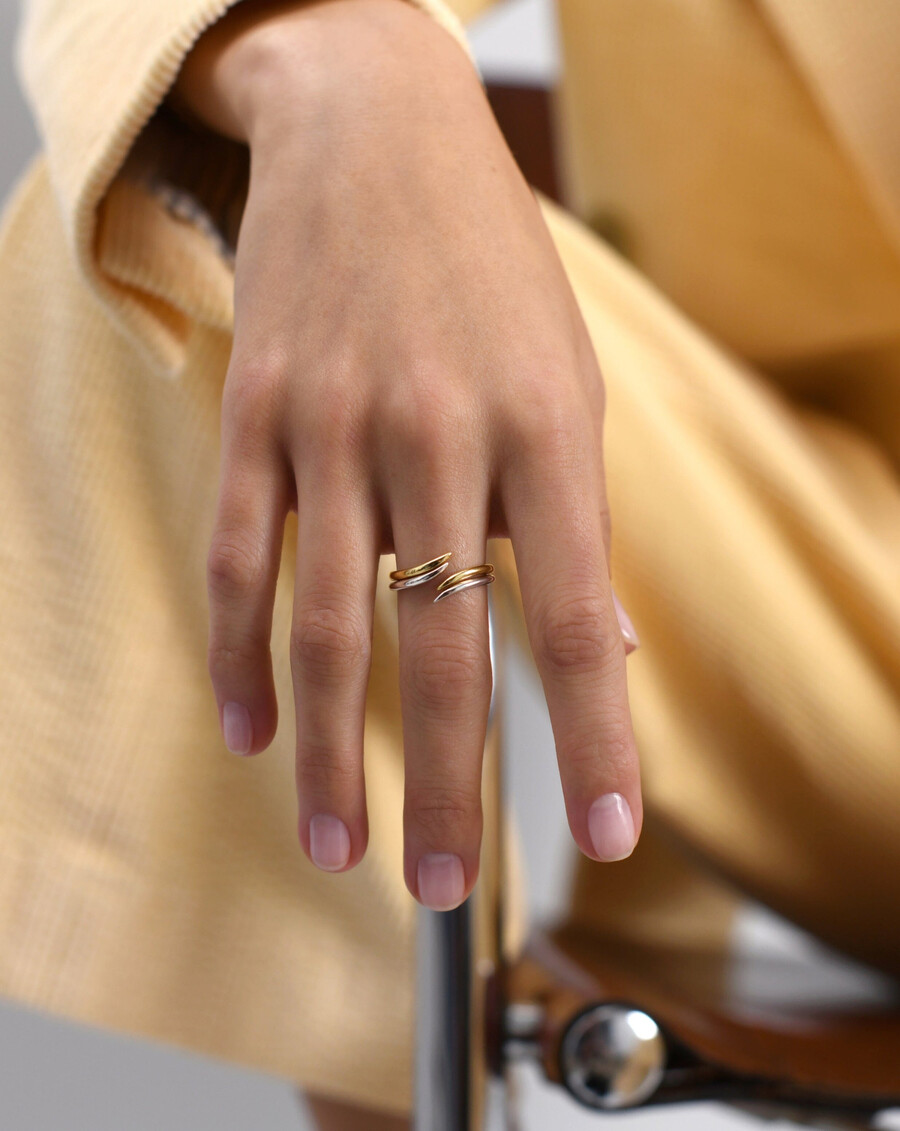 anillo de garra abierta fina - oro macizo de 14 k