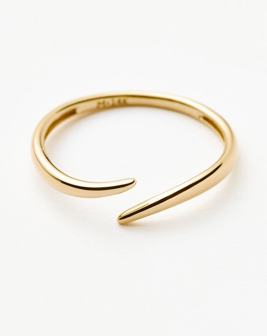 anillo de garra abierta fina - oro macizo de 14 k