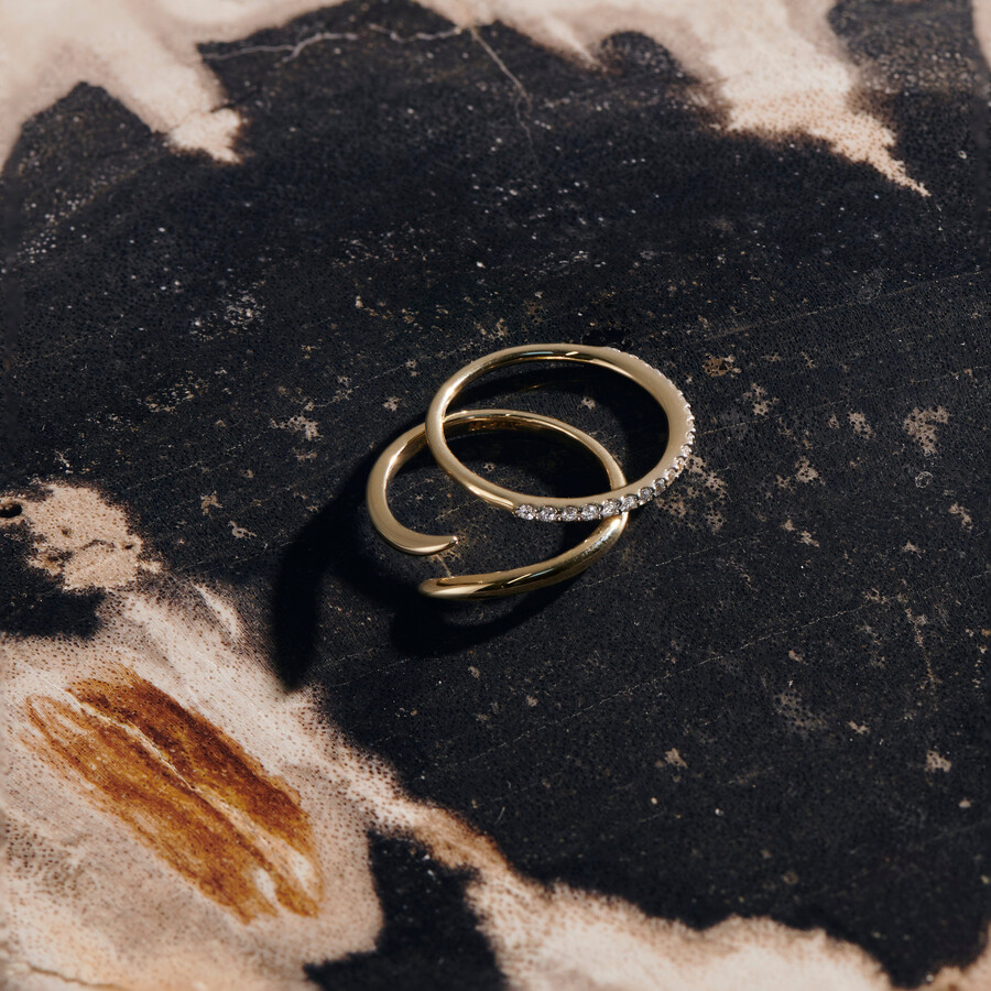 anillo de garra abierta fina - oro macizo de 14 k