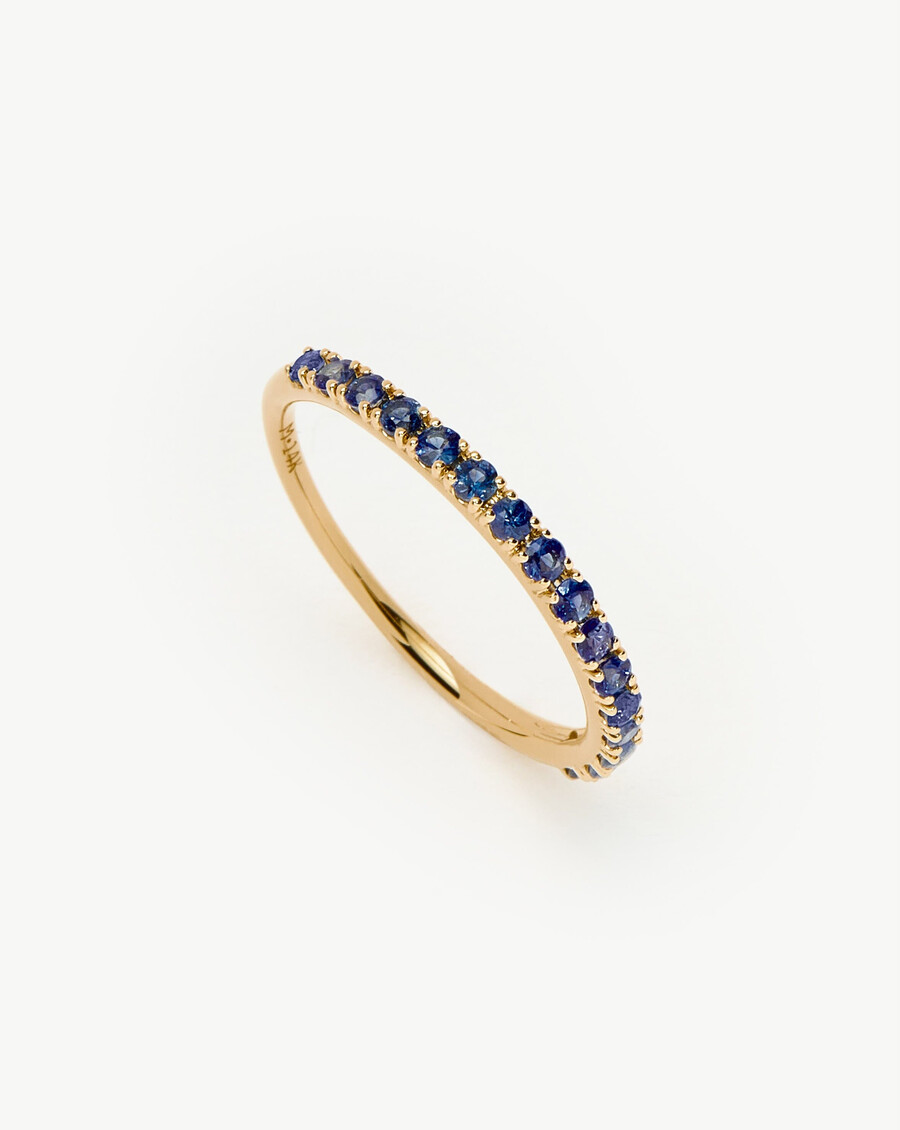 anillo de eternidad con zafiro de media eternidad - oro macizo de 14 kzafiro