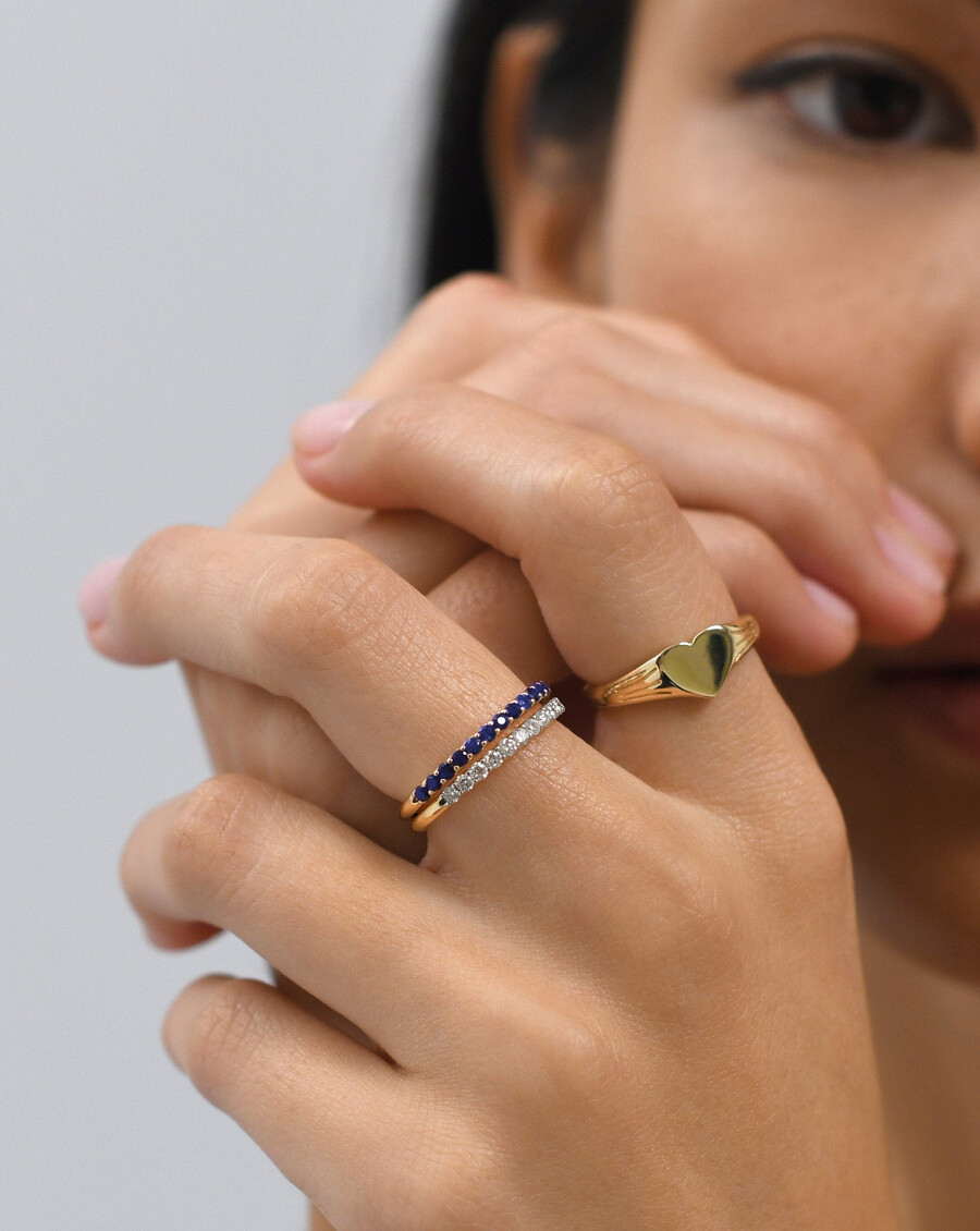 anillo de eternidad con zafiro de media eternidad - oro macizo de 14 kzafiro