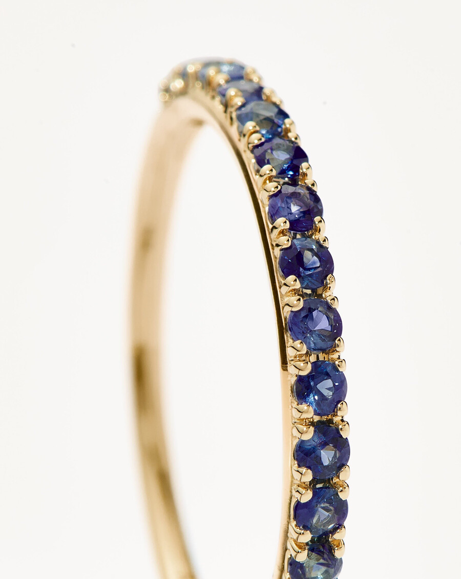 anillo de eternidad con zafiro de media eternidad - oro macizo de 14 kzafiro