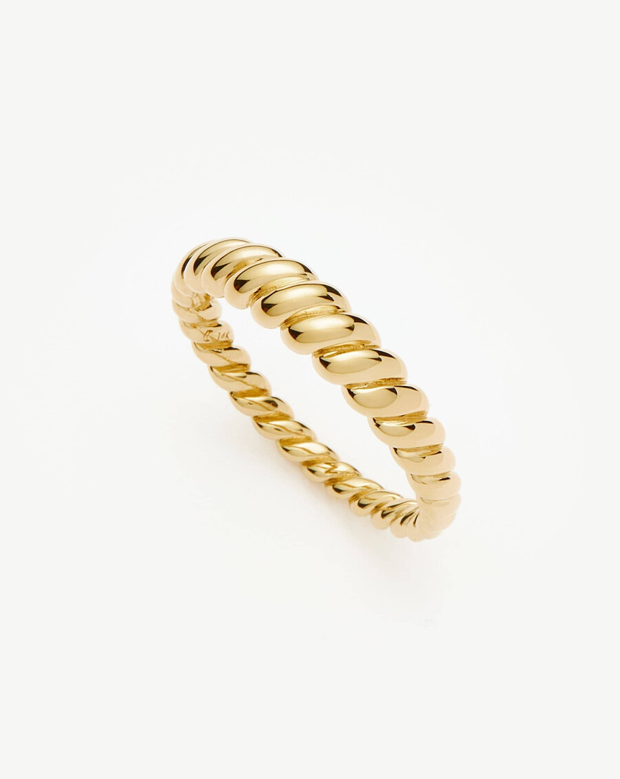 anillo clásico trenzado de oro macizo de 14 k