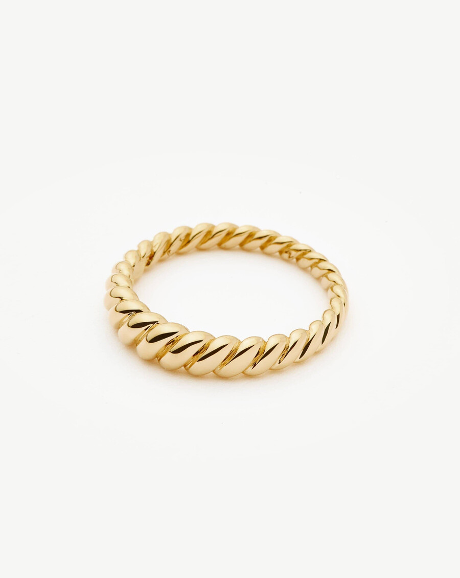 anillo clásico trenzado de oro macizo de 14 k