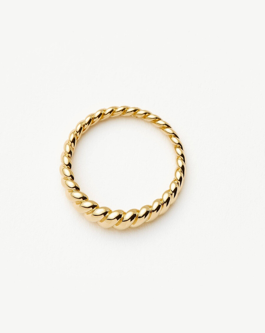 anillo clásico trenzado de oro macizo de 14 k