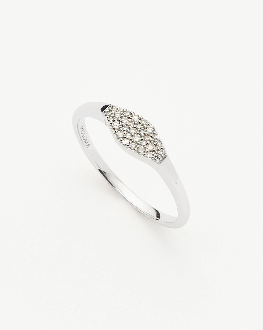 anillo de sello de diamantes de oro macizo de 14 k