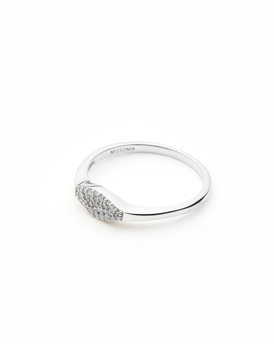anillo de sello de diamantes de oro macizo de 14 k