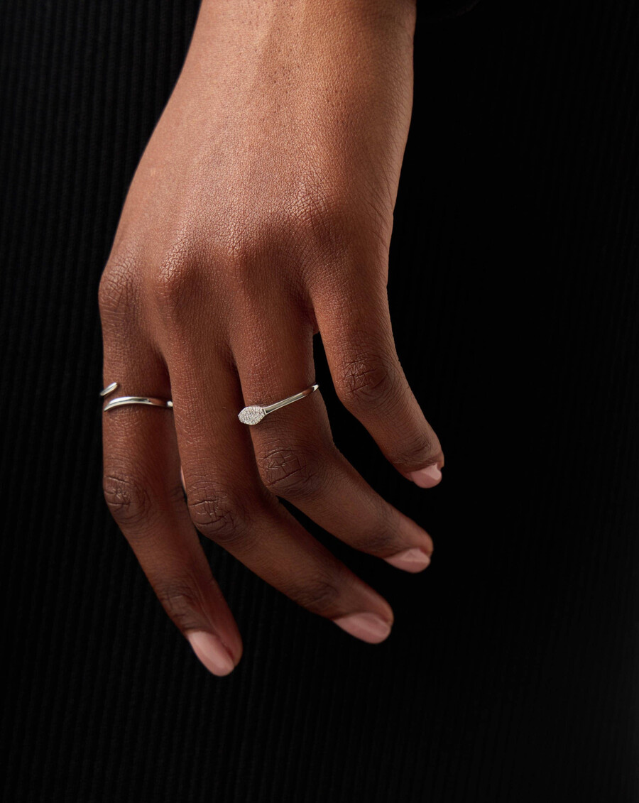 anillo de sello de diamantes de oro macizo de 14 k