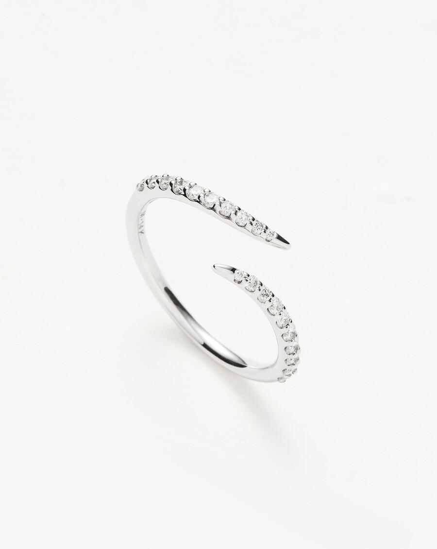 anillo de garra abierta fina - oro blanco de 14 kdiamante