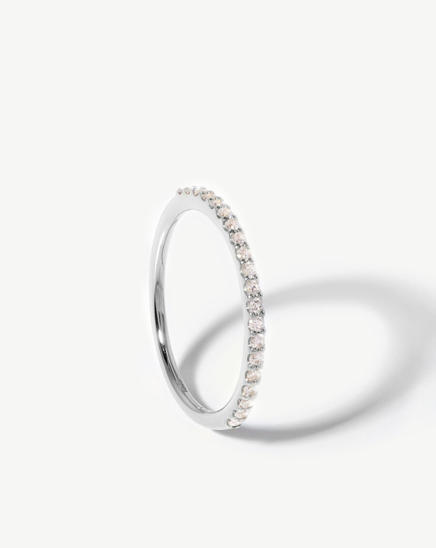 anillo de eternidad fino y delgado - oro blanco de 14 kdiamante