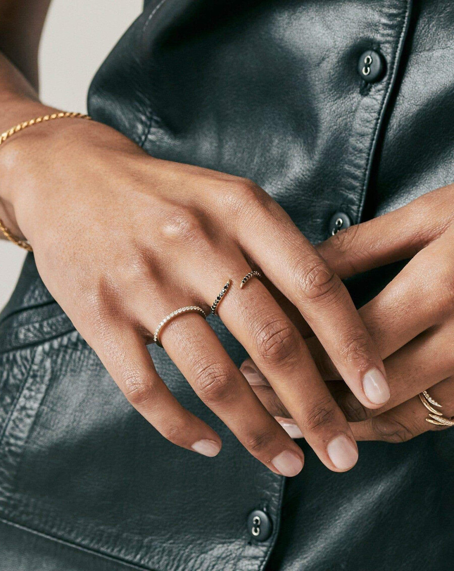anillo de eternidad fino y delgado - oro blanco de 14 kdiamante