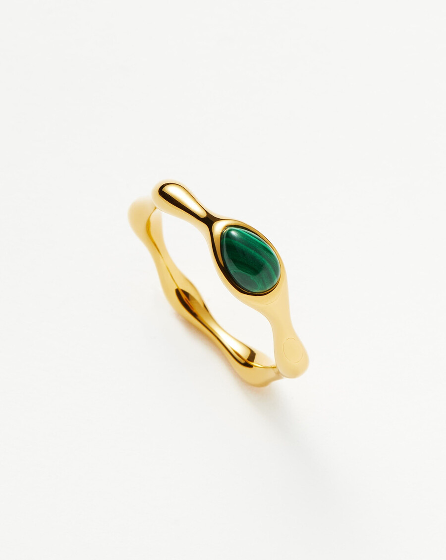 anillo apilable de piedras preciosas magma - malaquita