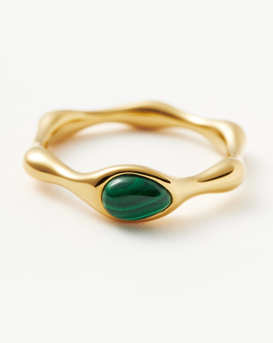 anillo apilable de piedras preciosas magma - malaquita