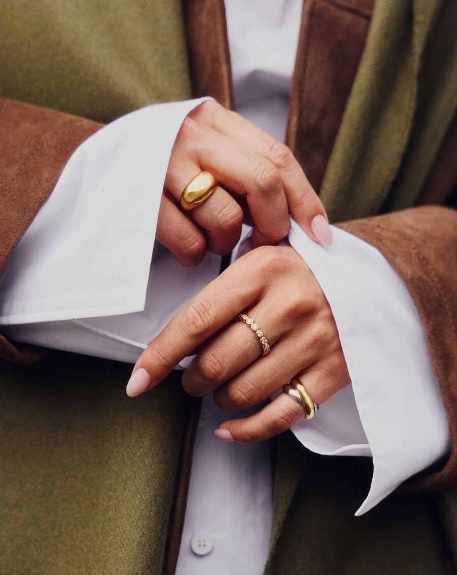 anillo apilable de eternidad de tenis - oro