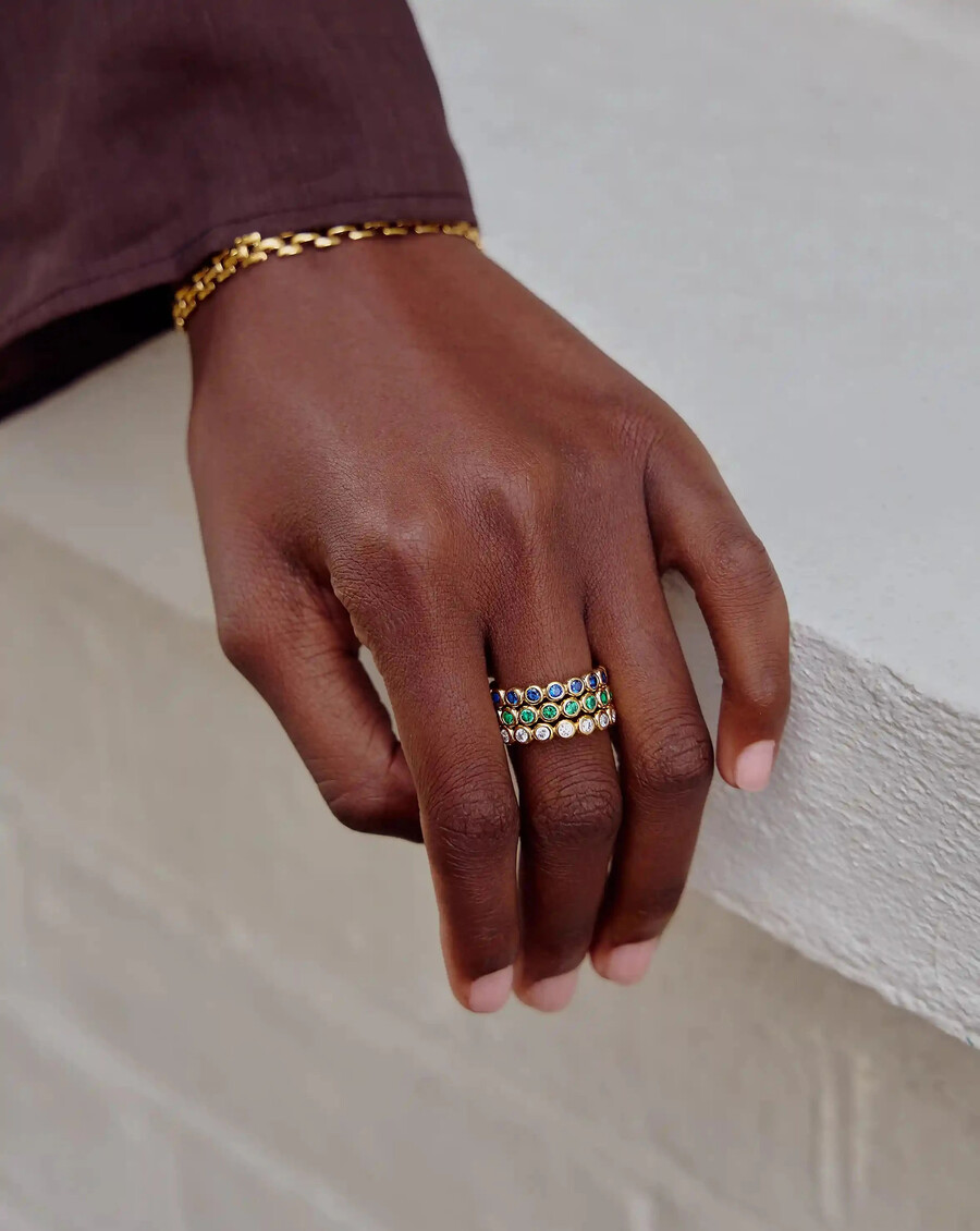 anillo apilable de eternidad de tenis - oro