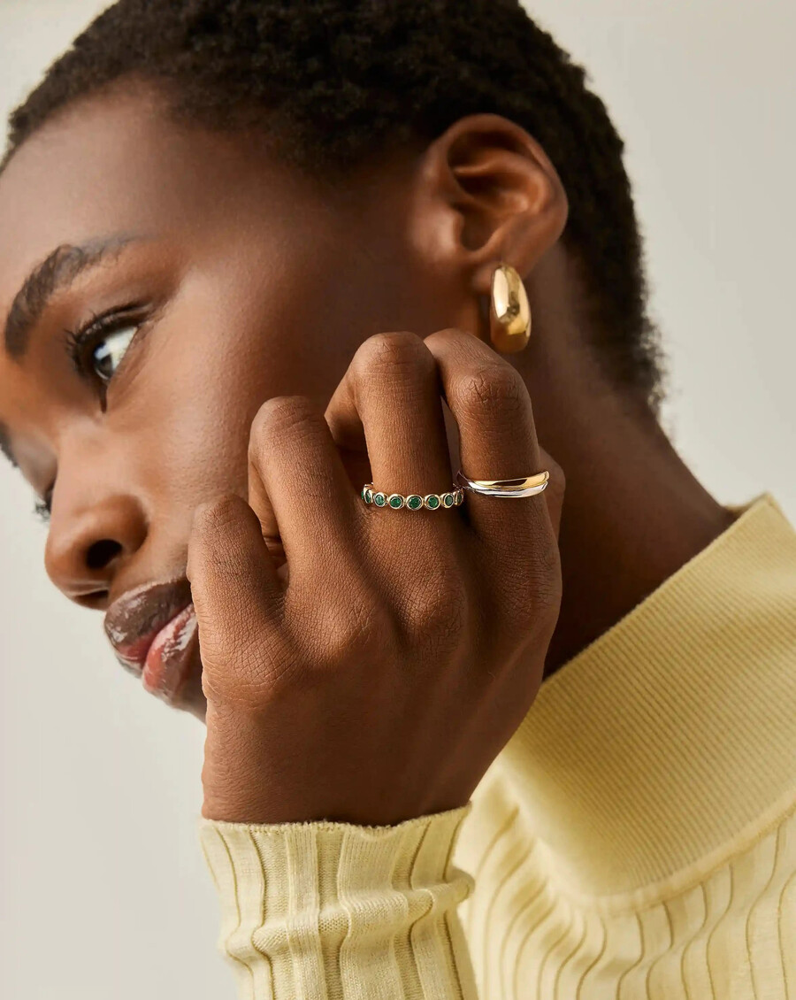 anillo apilable de eternidad de tenis - oroverde