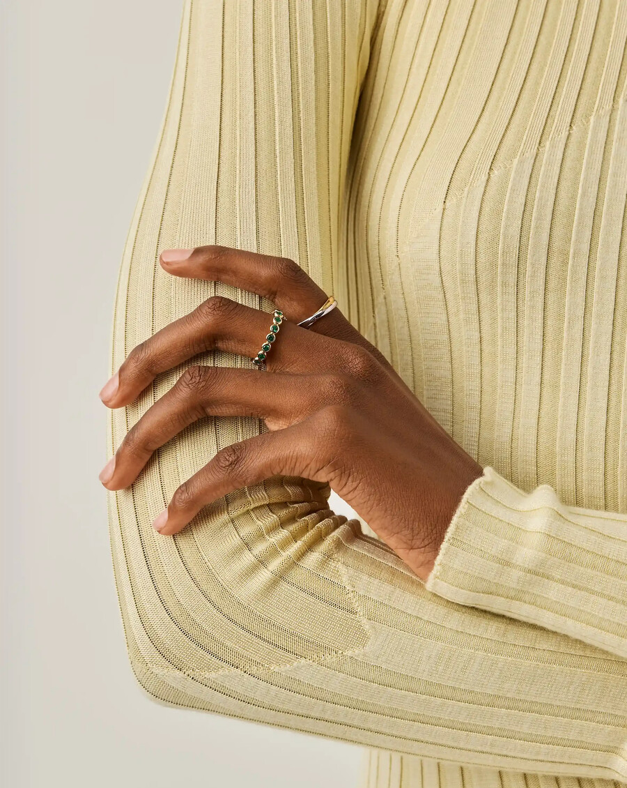 anillo apilable de eternidad de tenis - oroverde
