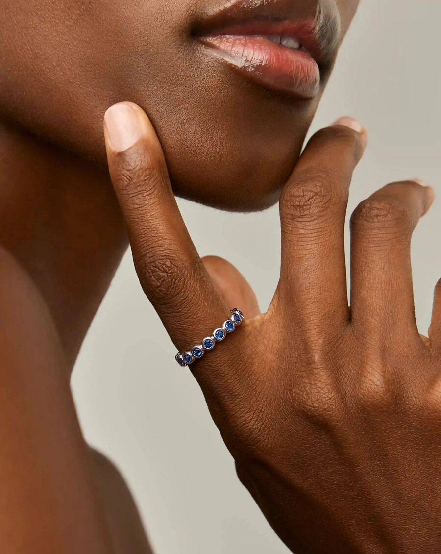 anillo de tenis apilable de eternidad - plata de leyazul