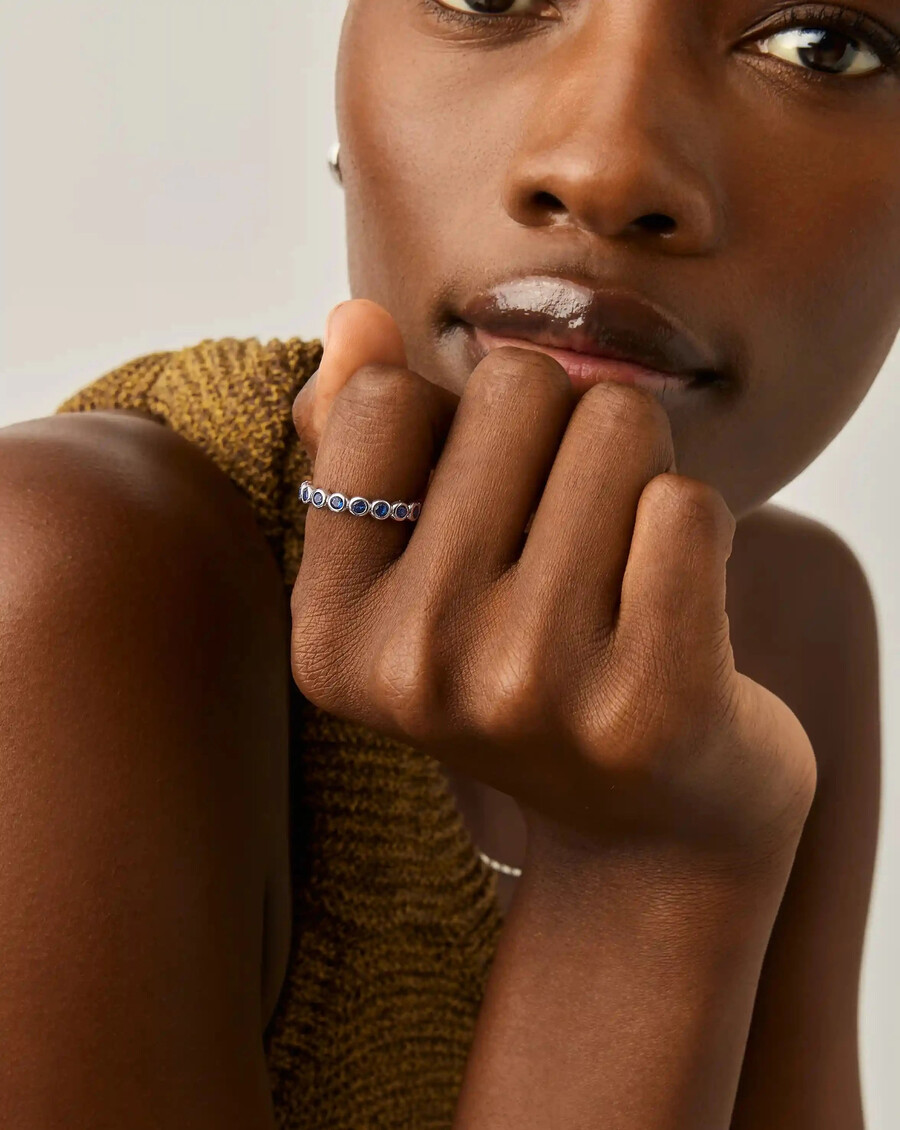 anillo de tenis apilable de eternidad - plata de leyazul