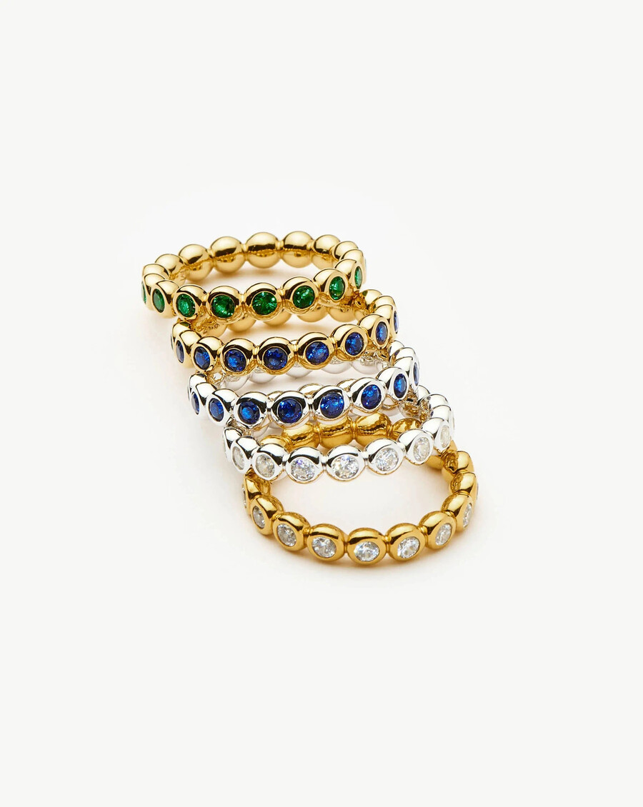 anillo de tenis apilable de eternidad - plata de leyazul