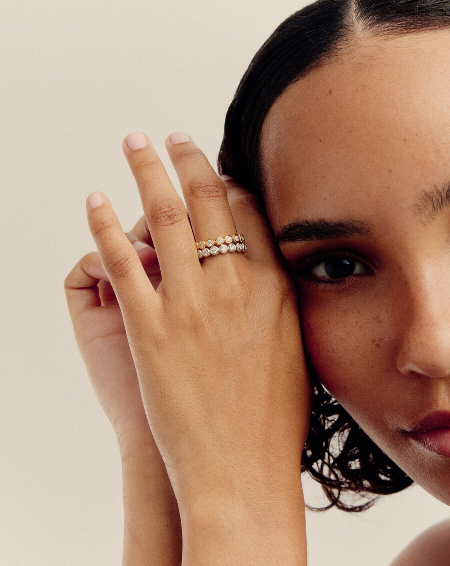 anillo apilable de eternidad de tenis - plata
