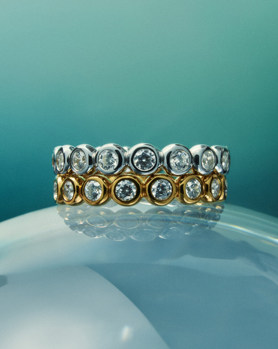 anillo apilable de eternidad de tenis - plata