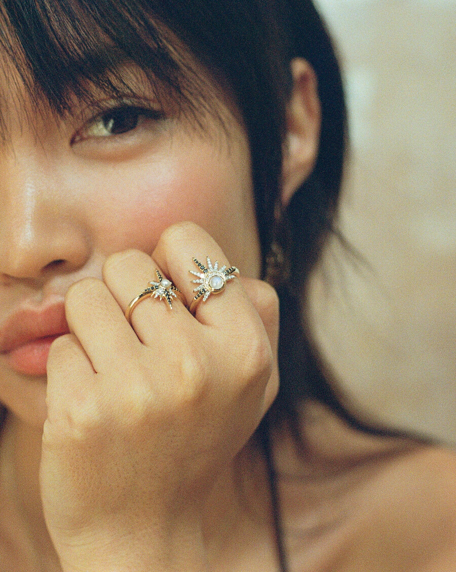 anillo starlight de oro macizo de 14 k de harris reed