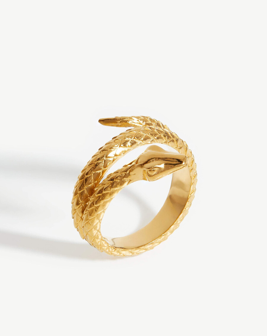 anillo de serpiente enrollada harris reed - chapado en oro de 18 k