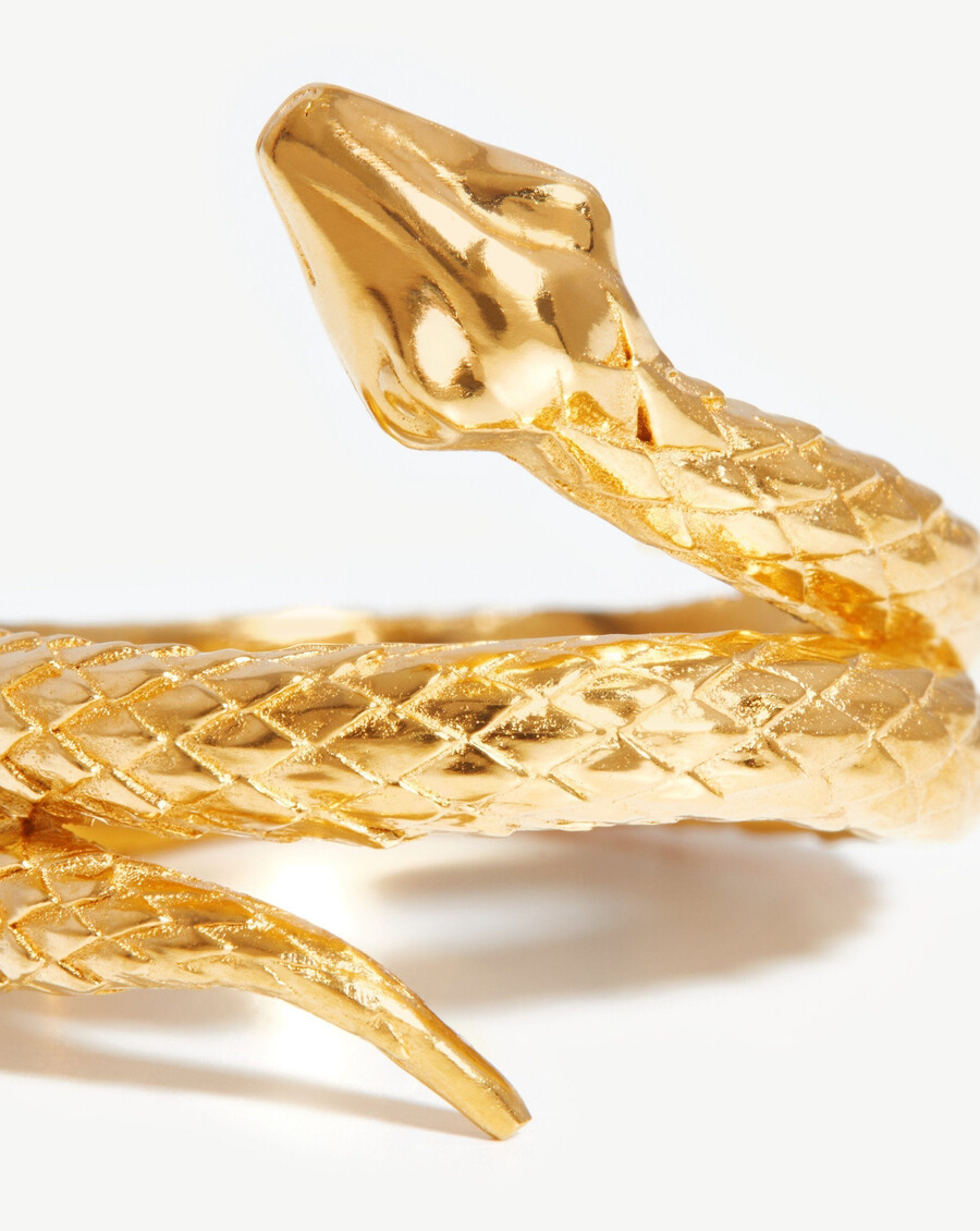 anillo de serpiente enrollada harris reed - chapado en oro de 18 k