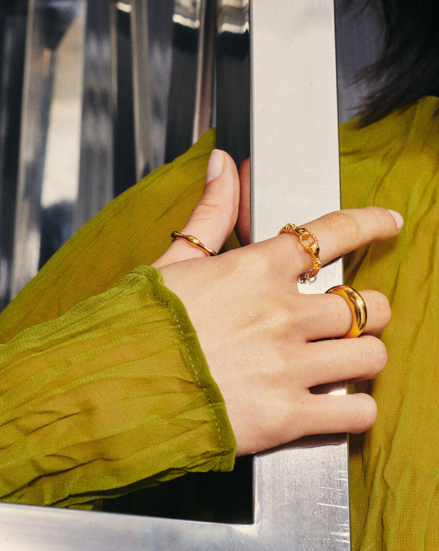 anillo apilable harris reed in good hands - oro