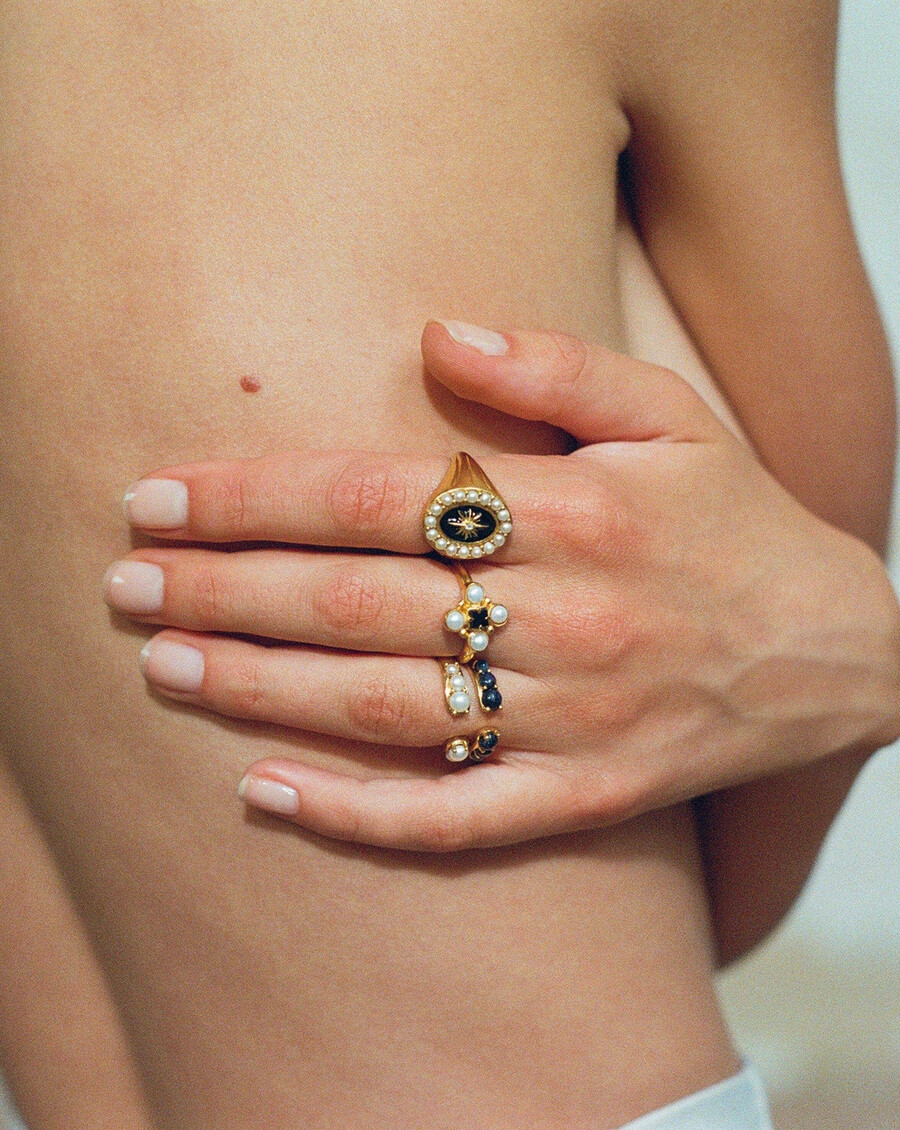 anillo harris reed openness - oro vermeil de 18 kperla