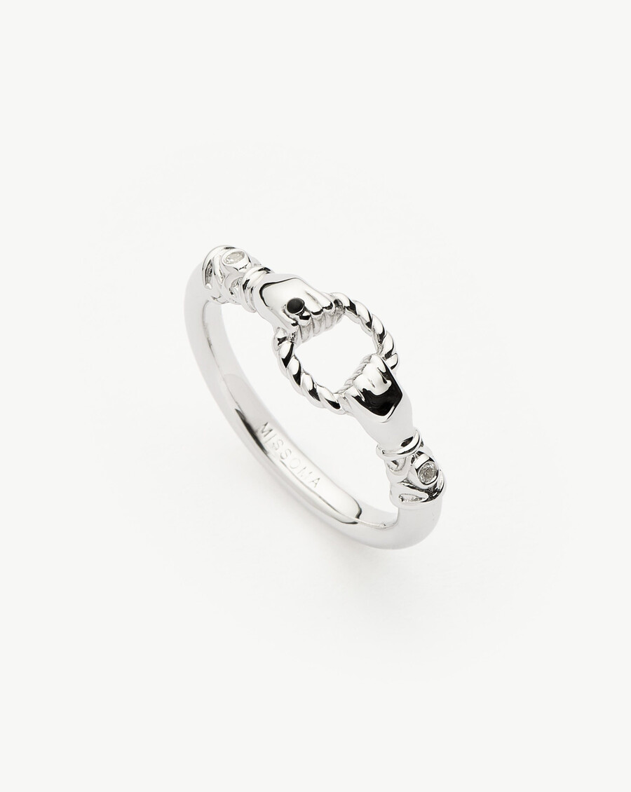 anillo apilable harris reed in good hands - plata de ley
